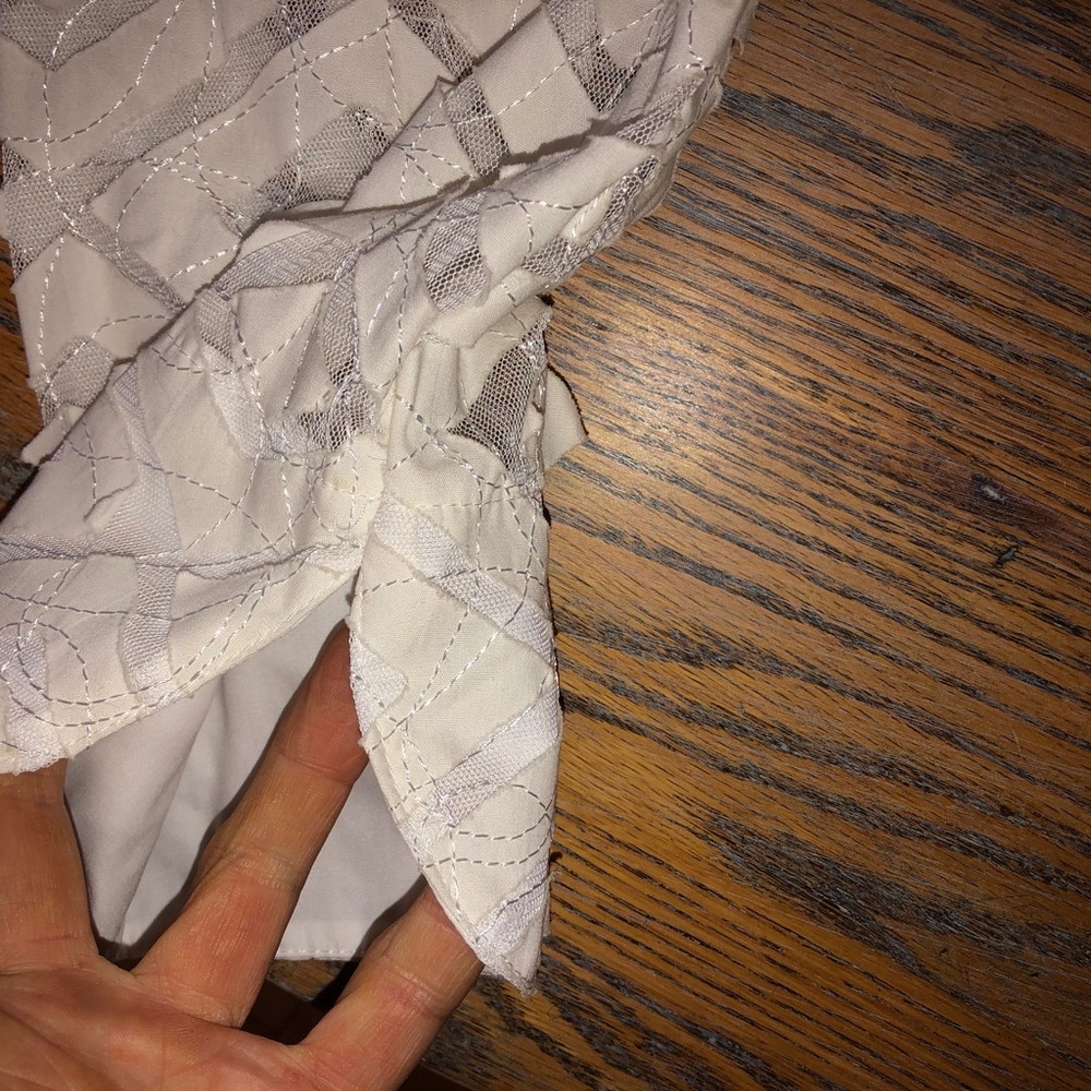 Robert Kitchen White Sheer Patch Blouse - image 7